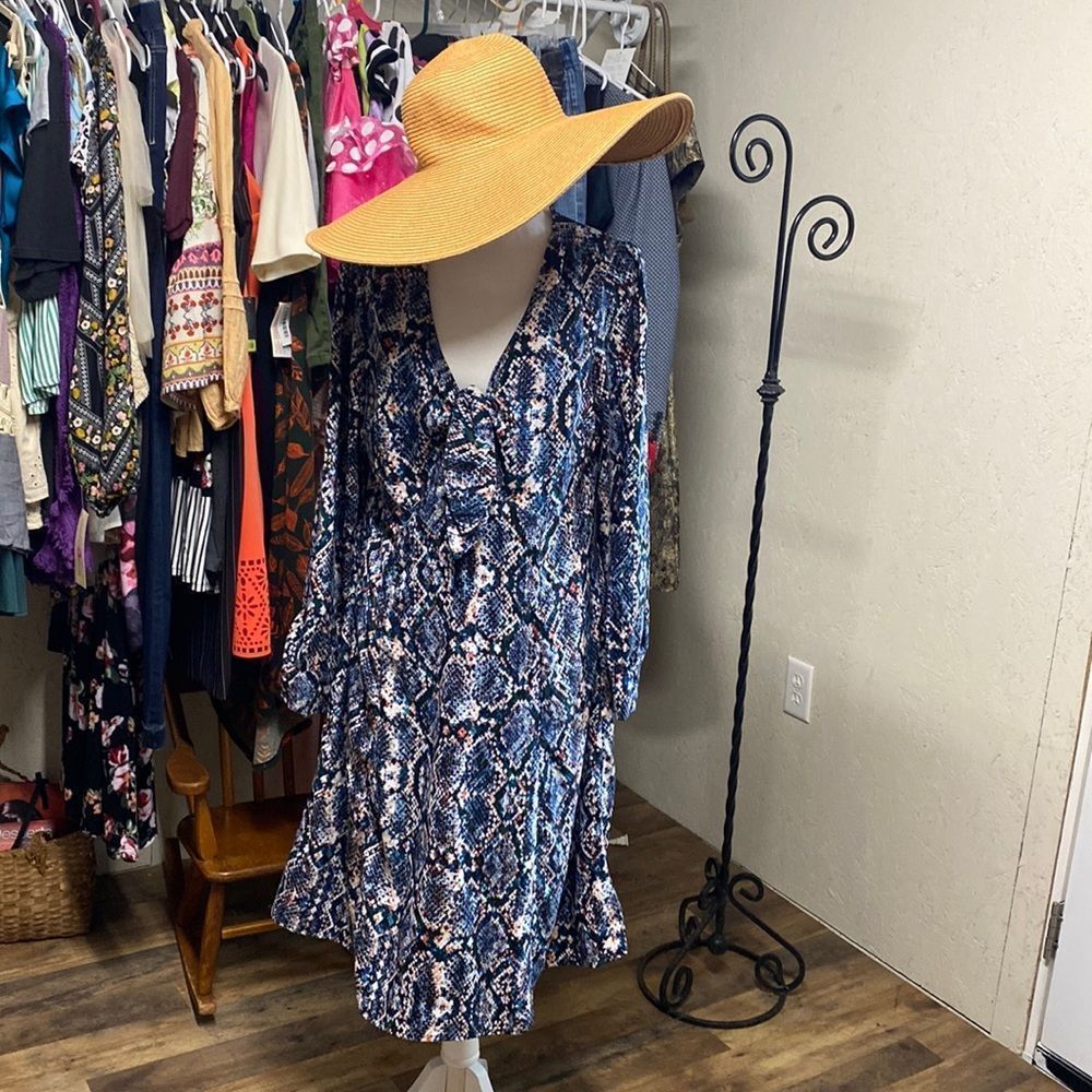 NWT Cheztu Snake Print Satin Dress